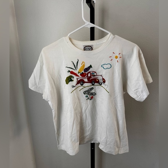 Tops - Swan magic size small cotton hand embroidered vintage shirt